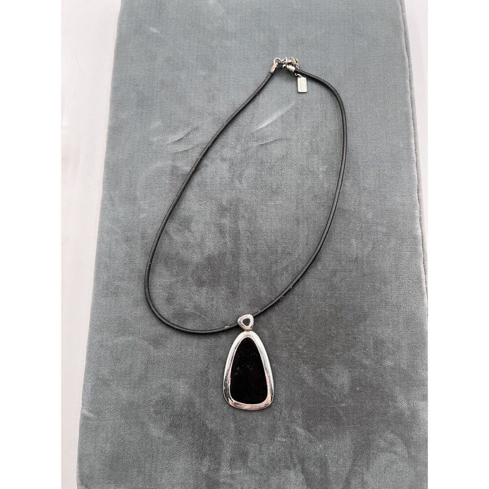 Liz & Co Pendant Black Oval Stone W/ Black Nylon Necklace